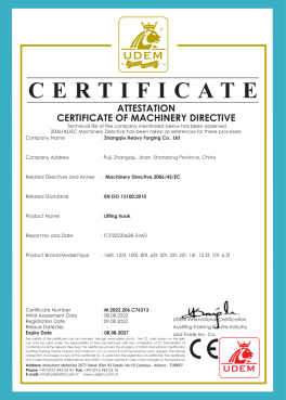 Certificat d'attestation de la directive machines
