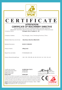 ATTESTATION CERTIFICATE OF MACHINERY DIRECTIVE