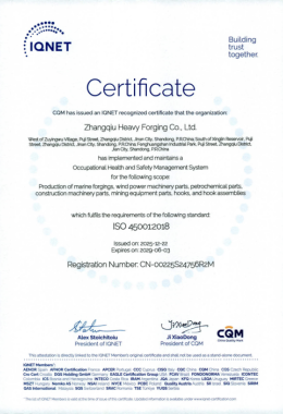 ISO450012018 Occupational Health and Safety Management System Certification Certificate